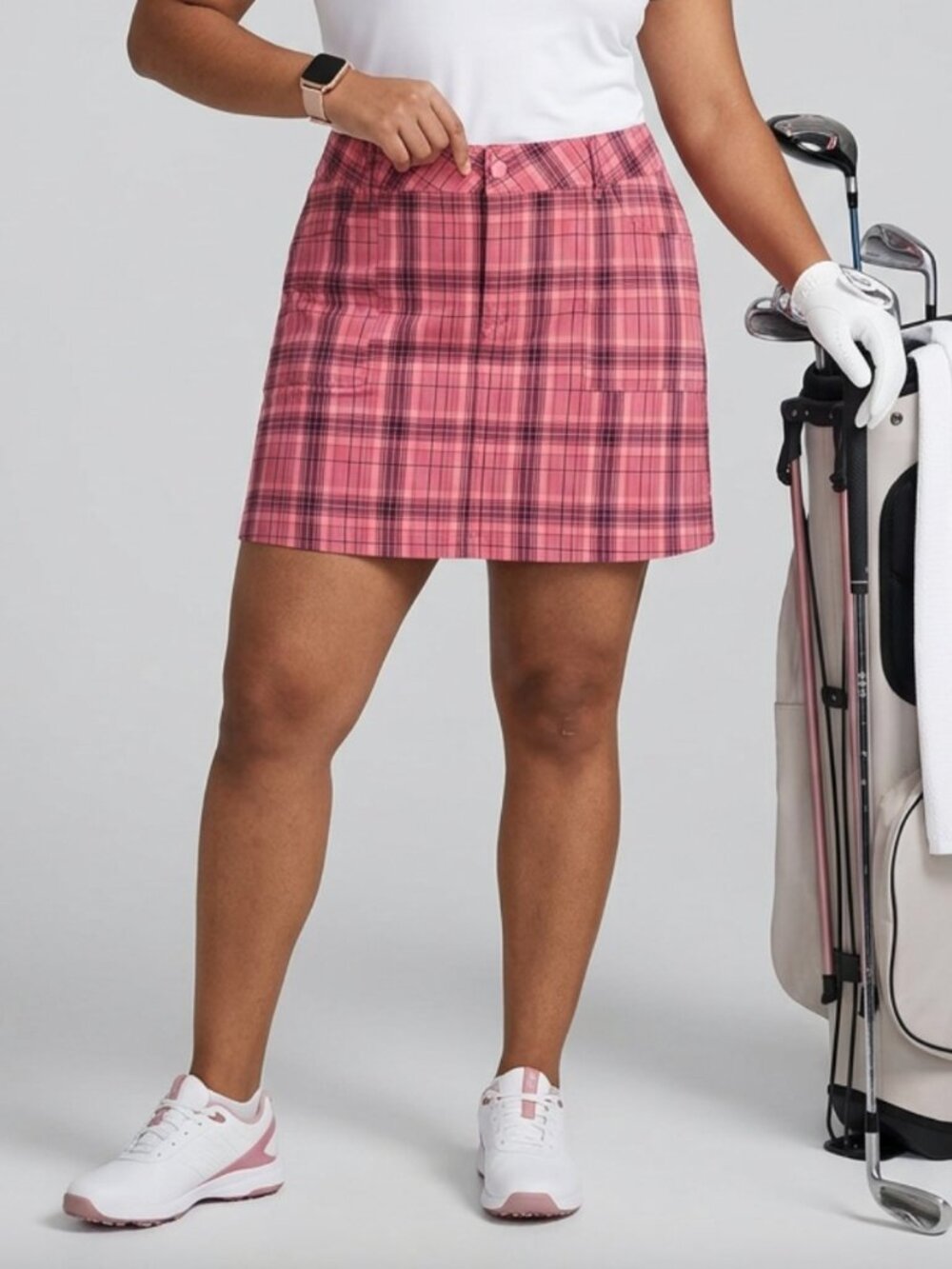 LEE Pink Plaid Straight Fit Golf Skort Sz 16 - Picture 1 of 10